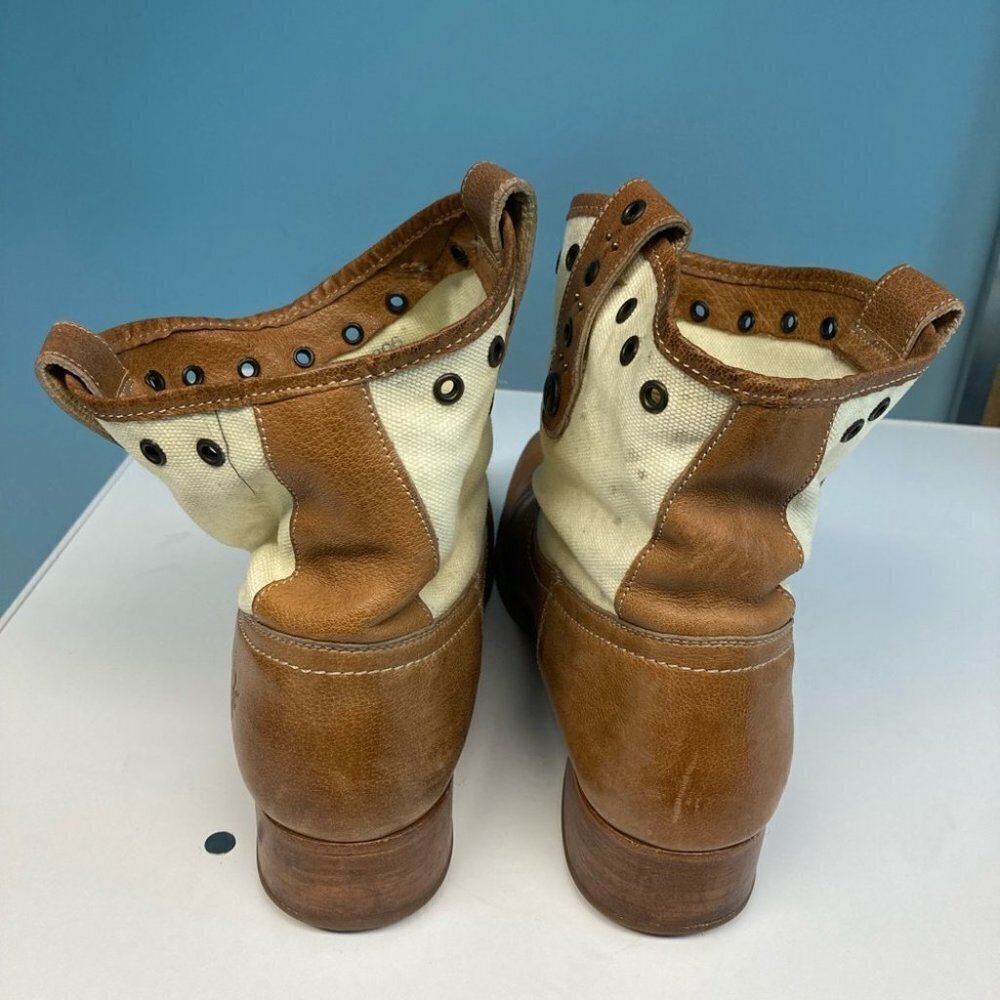FRYE Sz 9B Amelia Canvas Leather Pull On Booties - Picture 8 of 11